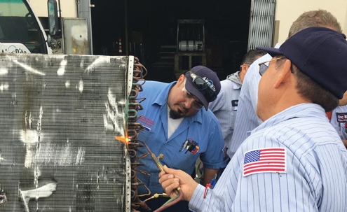 Tech checking the units